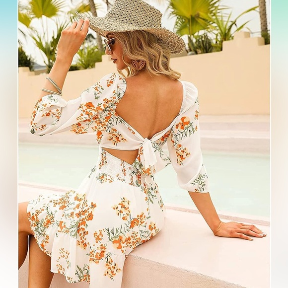 Amazon Dress! Orange, light green and white! - Picture 2 of 4